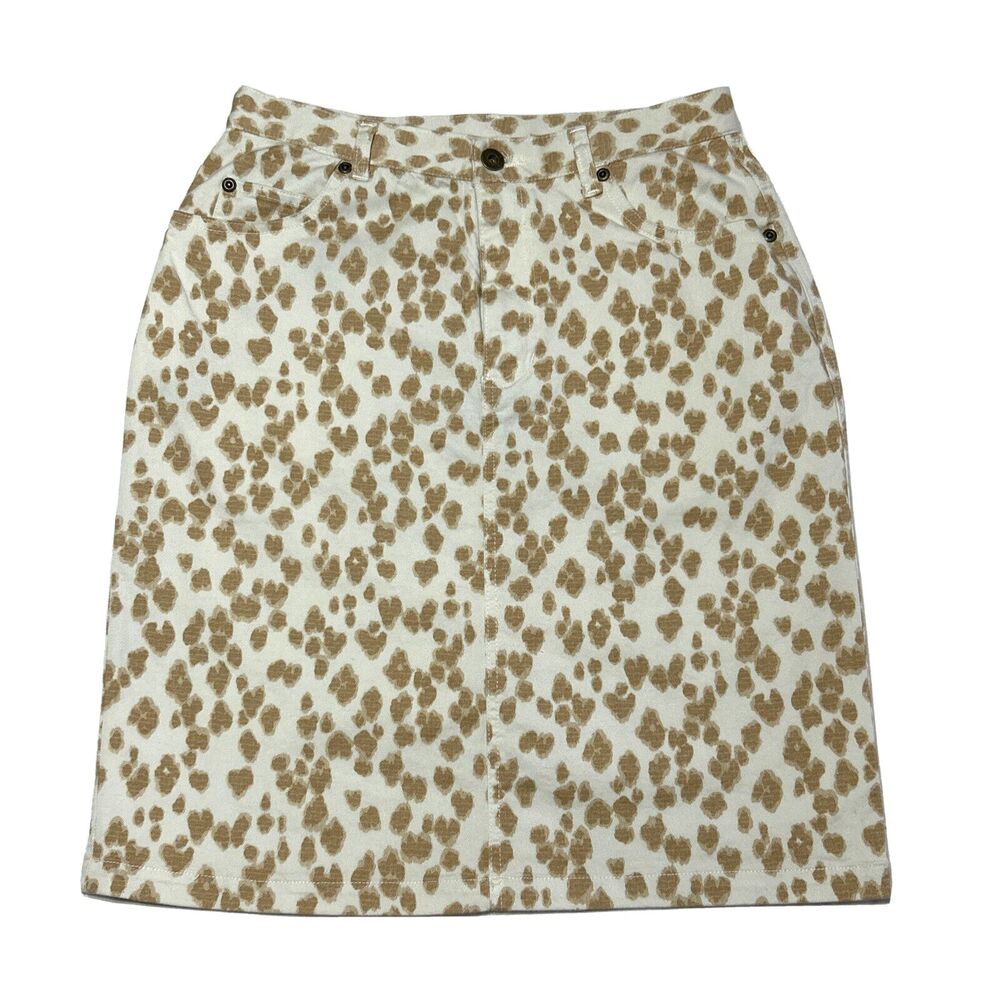 Liz Claiborne Women's Denim Jean Skirt Animal Print Stretch Pencil Size 4